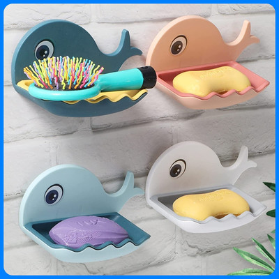 VRDH Fish Shape Cute Adhesive Waterproof Wall Mounted Soap Dish(PACK OF 1)1.807(Multicolor)