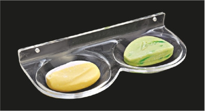 Bharat Bhusan Oval Shape Double Soap Dish Acrylic Soap Holder Pack of 1 Pc(Transparent)
