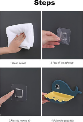 WebDealz Pack of 1 Cute Fish Design Self Adhesive Wall Mounted Soap Dish Soapx1.19(Random Colours)