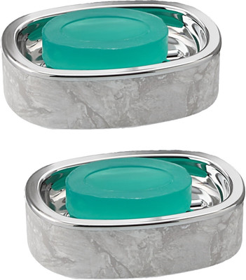 Laserbot Soap Dish/Soap Stand Case/Soap Holder Dish for Bathroom (Pack of 2)(Grey)