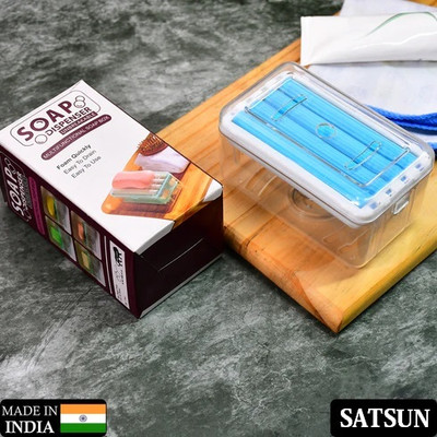 SATSUN ENTERPRISE Soap Dish Laundry Rolling Soap Box Portable Soap Bar Dispenser With Ruber Roller(Multicolor)
