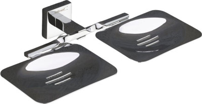Bathroot Double Soap Dish for Bathroom|Wall Mounted Chrome Finish Dual Soap Holder Tray(Grey)