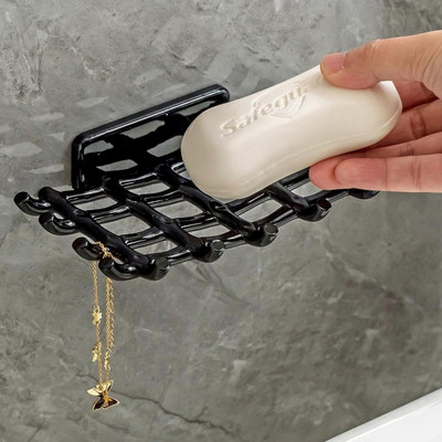 SoftBajar Modern Wall Mounted Soap Case Self Draining Soap Holder Stand Plastic Dish Box(Black, White)