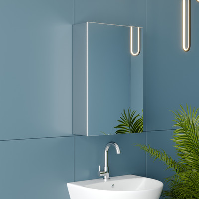 GRIVAN SS Bathroom Storage Cabinet With Mirror | Bathroom Accessories With Organiser(Silver)