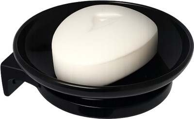 Fossa Classic Ceramic Unbreakable Wall Mounted Round Soap Dish for Bathroom & Kitchen(Black)