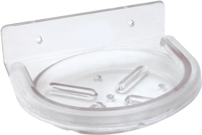 Bath Queen Corner & Shelf Bath Accessories Unbreakable 308-Oval Soap Dish(Clear)