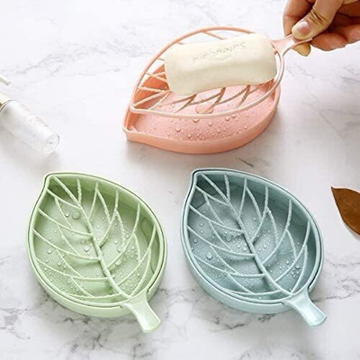 Shreejee Pack of 3Leaf Shape Self Draining Bar Soap Holder x3.33(Random Colour)
