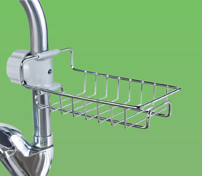 Vaunenx Kitchen Wash Bar Steel Sink and Faucet Metal Holder and Cleaning Pad Stand(Silver)