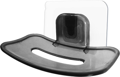 kroywen Transparent Drain soap Dish Free Perforation Wall-Mounted soap Holder(BLACK TRANSPARENT)