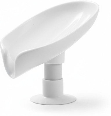 SoftBajar Self-Draining Leaf Soap Dish Stand with Suction Cup(White, Green)