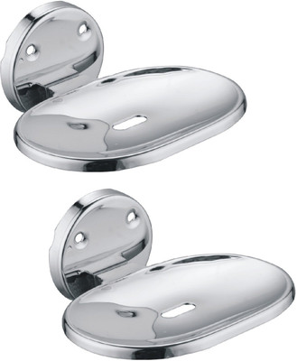 Prestige Premium 304 Grade Single New Soap Dish Soap Holder Pack Of 2(Silver)