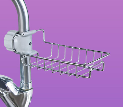 Vaesnex Kitchen Basin Soap Sponge Stainless Spout and Caddy while Steel Holder(Silver)