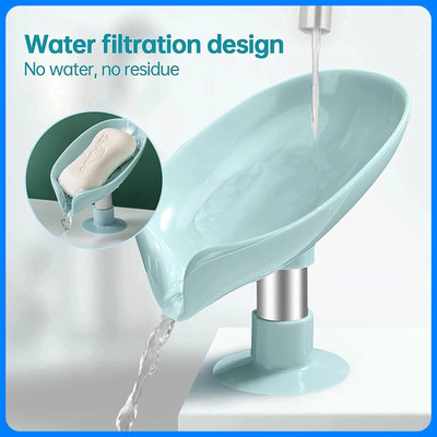 SJK Leaf-Shape Self Draining Soap Dish Holder, Not Punched Easy Clean Bar-1PCS_sc392(Multicolor)