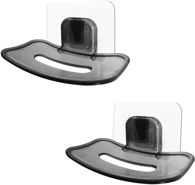 HK APPLIANCE 2 PCS Soap Holder for Bathroom, Self-Adhesive Wall-Mounted Soap Case(Black Transparent)
