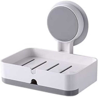iSTAR Self Adhesive Soap Stand for Bathroom with Removable Drain Tray(White Color)