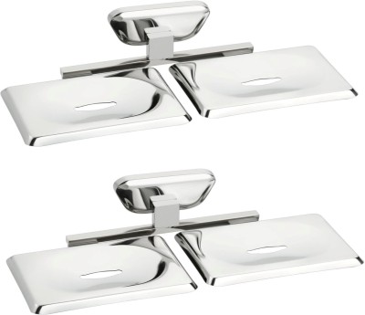 Easyhome Furnish Stainless Steel Double Soap Dish-Creta Series(Silver, Steel)