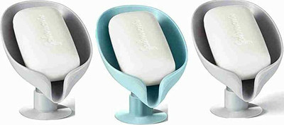 WebDealz Pack of 3 Leaf Shaped Self Draining Suction Cup Soap Dish x3.23(Random Colour)