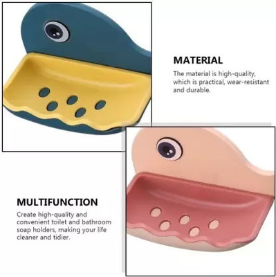 jigpa Pack of 2 Attractive Dolphin Shape Double Layer Self Adhesive Soap Casex2.180(Multicolor)