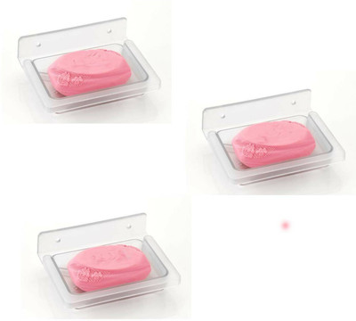 Flipkart SmartBuy High Grade Unbreakable Plastic SOAP Dish for Bathroom Square Shape - (Pack of 3)(TANSPERANT)