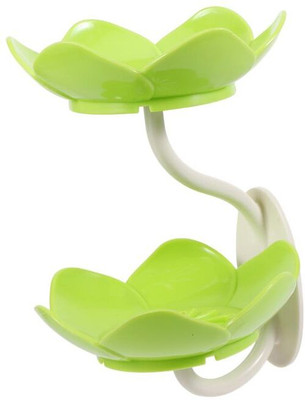 GAUZYHOUSE Wall- Mounted Drain Soap Box Double Layer Lotus Flower Shaped Soap Tray(Multicolor)