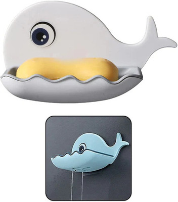 AaroPower FISH SHAPE SOAP DISH ADHESIVE WATERPROOF WALL MOUNTED(PACK OF 2PC)(Multicolor)