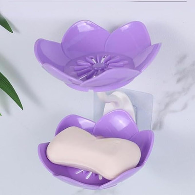 GAUZYHOUSE Lotus Flower Soap Holder with Suction Cup, Wall Mounted Bathroom Soap Dish(Multicolor)