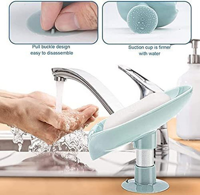hinglaj Leaf Shaped No Drill/No Screw Self Draining Soap Holder X3.18(Random Colour (Pack of 3))