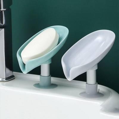 Shreejee Pack of 2 Leaf Shaped Self Draining Suction Cup Soap Dish x2.81(Random Colour)