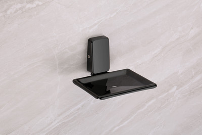 AGMECO Modern Soap Dish Holder Anti-Slip, Water-Drain Design (Pack of 1)(Fortte Black)