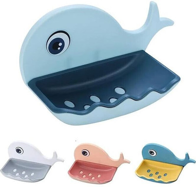 Radha Fish Shape Cute Adhesive Waterproof Wall Mounted Soap Dish x4.26(Multicolor)