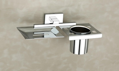 EVANEX 304 Grade Stainless Steel Chrome Soap Dish @ Tumbler Holder for Bathroom-Taurus(Chrome)