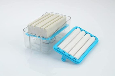 Ochron Plastic Soap Dispenser Rolling Soap Box Rubber Roller Foaming with Drain Holes(Blue)