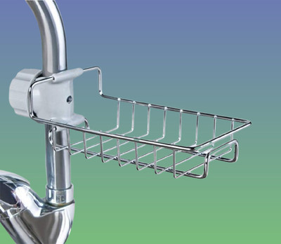 Vaeyne Home Sponge Washbasin Caddy Steel Faucet and Detergent while Stainless Holder(Silver)