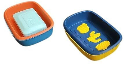 CSM Soap Case for Bathroom Kitchen Sink-Set of 2 Soap Dish(Multicolor)