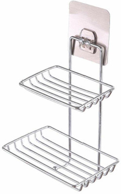 SpearOnline Wall Mounted Double Layer soap Dish Holder Stainless Steel(Silver)