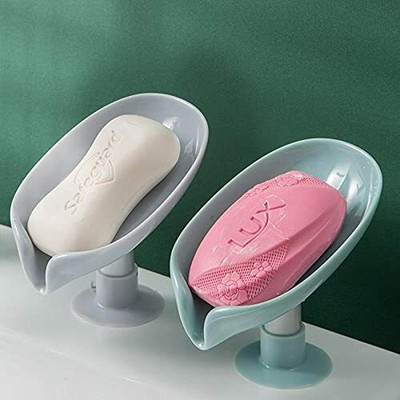 Miral Enterprises Soap Holder With Suction Cup Leaf Shape Soap Dish Box - 2pcs(Multicolor)