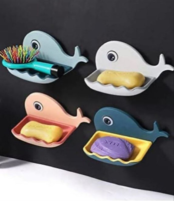 Wbeenty Plastic Soap Holder Beautiful Fish Shape Bathroom Accessory(Multicolor)