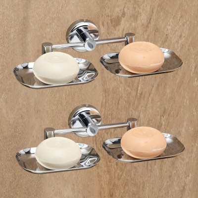 FORTUNE Stainless Steel Round Double Soap Dish/Soap Case/Soap Stand/SoapHolder Pack of 2(Chrome Finish)