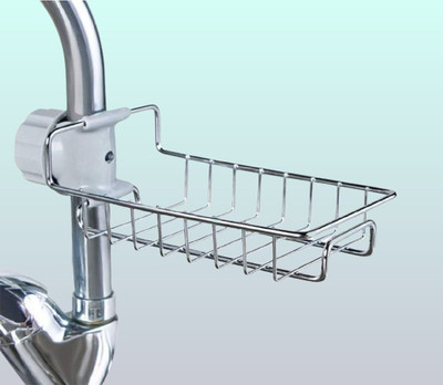 Avyckex Home Sponge while as well as Sink Metal Faucet Organizer Metal Soap Holder(Silver)