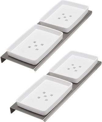 Infimore Stainless Steel Double Soap Dish | Wall Mounted Rustproof Holder with Drainage(Pack of 2)