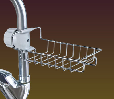Vadnex Cooking Faucet while Caddy Sponge Sink Steel while Steel Detergent Stand(Silver)