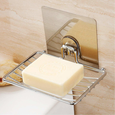 OnisHomes Self Adhesive Stainless Steel Single Layer Soap Dish Holder For Bathroom Shower(Silver)