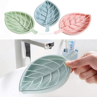 Shreejee 4 Pcs Beautiful Leaf Shape Double Layer Soap Dish Holder - Multicolour(Set of 4)(Malticolour)