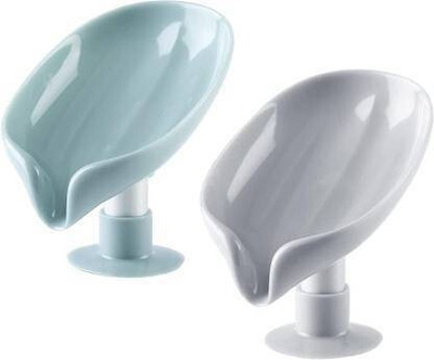 SuRekha Leaf Shaped No Drill/No Screw Self Draining Soap Holder X2.125(Random Colour (Pack of 2))