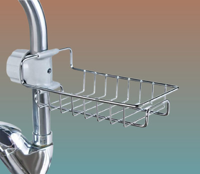 Vuaynxe Kitchen Soap and Caddy Washbasin Stainless Steel Faucet and Scrubber Holder(Silver)