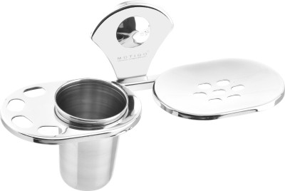 MOTIQO Stainless Steel Royal Soap Dish With Tumbler Holder for Bathroom, Toothbrush(Silver)