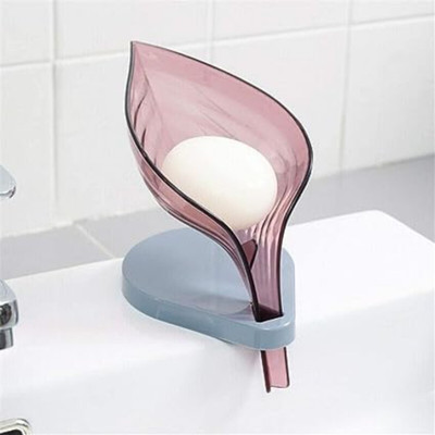 VCR ENTERPRISE Leaf Shape Plastic Self Draining Bathroom Bar Soap Holder with Tray(Multicolor)