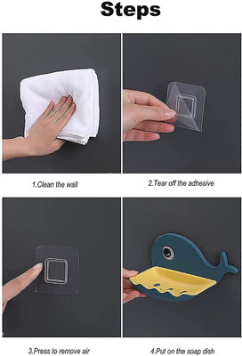 ks trade Pack of 1 Attractive Dolphin Shape Double Layer Self Adhesive Soap Casex1.68(Multicolor)