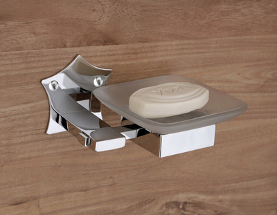 GRIVAN Stainless Steel Single Soap Holder Wall Mount Glass Soap Tray for Bathroom-SS304(Silver)