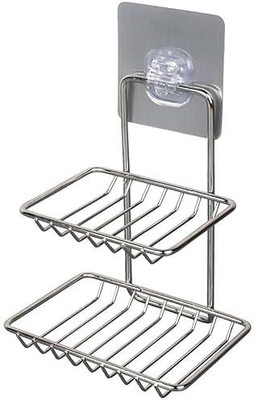 LEMONZZA Soap Holder Double-Layer Soap Dish Holder(Silver)